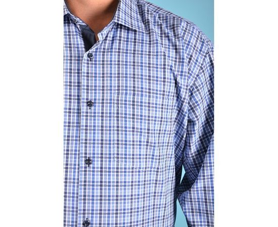 Рубашка VELS 10018-1 кл., Размер: M, Цвет: сине-голубая клетка, фото 3 | Интернет-магазин Vels