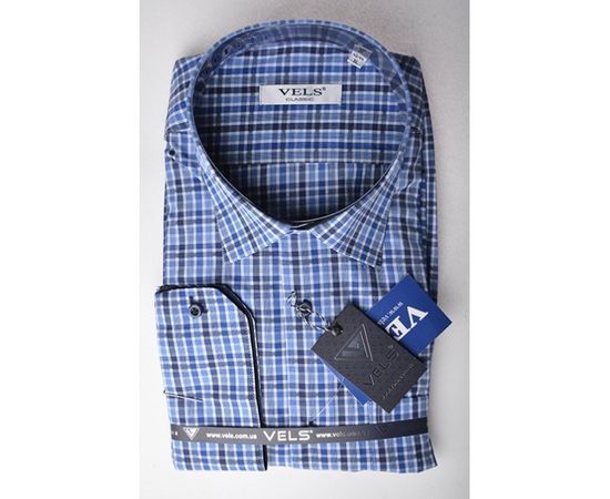 Рубашка VELS 10018-1 кл., Размер: M, Цвет: сине-голубая клетка | Интернет-магазин Vels