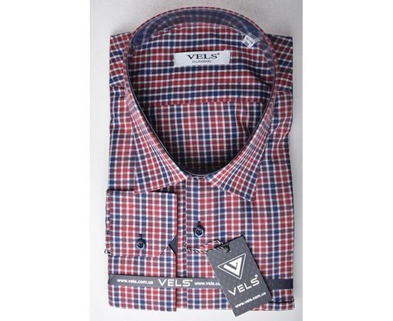 Рубашка VELS 10018-2 кл., Размер: M, Цвет: бордово-синяя клет. | Интернет-магазин Vels