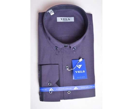 Сорочка VELS 1004 з вставкою приталена, Розмір: M, Колір: темно-фиолет.мелк.клетка | Інтернет-магазин Vels
