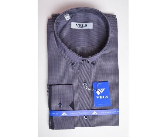 Сорочка VELS 1005 приталена з вставкою, Розмір: L, Колір: графит в мелкую клетку | Інтернет-магазин Vels