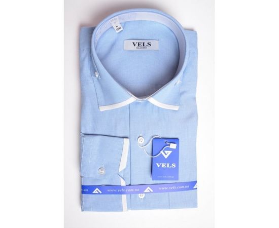 Сорочка VELS 1006 подвійний комір класична, Розмір: M, Колір: голубая в мелк.полосу | Інтернет-магазин Vels