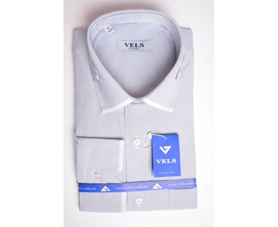 Сорочка VELS 1008 подвійний комір класична, Розмір: M, Колір: белая в тёмно-синюю мелк. пол. | Інтернет-магазин Vels