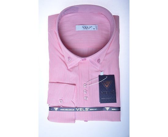Сорочка VELS 1015 подвійний комір приталена, Розмір: XL, Колір: розовая полоска | Інтернет-магазин Vels