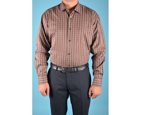 Сорочка VELS 11025-2 класична в/р, Розмір: 4XL, Колір: коричн.- кирпичн. полоса, фото 2 | Інтернет-магазин Vels