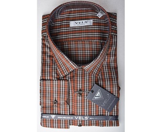 Рубашка VELS 11025-2 кл., Размер: M, Цвет: коричн.- кирпичн. полоса | Интернет-магазин Vels
