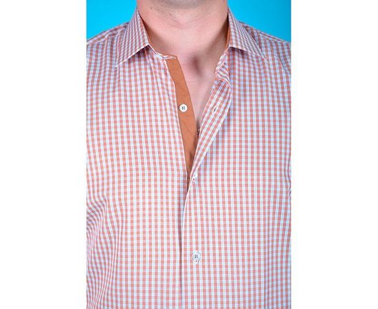 Рубашка мужская приталенная VELS 3406/4 к/р, Размер: S, Цвет: белая  рыжая клетка, фото 4 | Интернет-магазин Vels