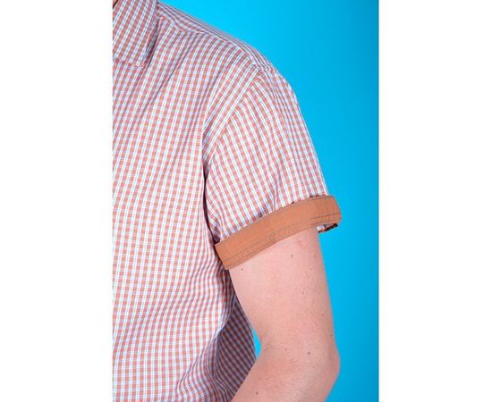 Рубашка мужская приталенная VELS 3406/4 к/р, Размер: S, Цвет: белая  рыжая клетка, фото 6 | Интернет-магазин Vels