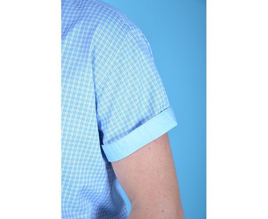 Рубашка мужская приталенная VELS 3406/5 к/р, Размер: S, Цвет: белая голуб. клетка, фото 5 | Интернет-магазин Vels