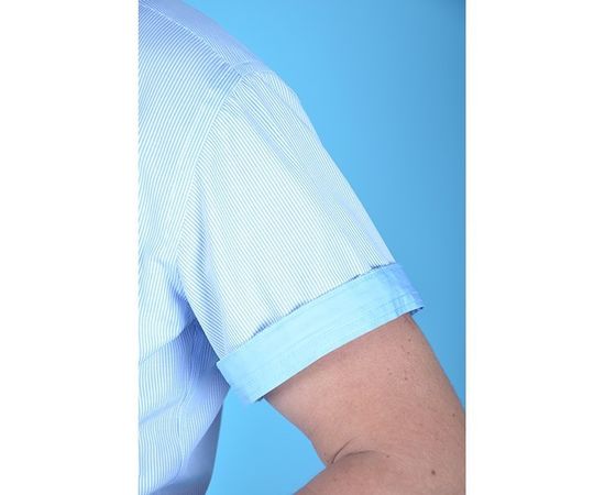 Рубашка мужская приталенная VELS 5518/11 к/р, Размер: S, Цвет: белая в голуб. полоску, фото 2 | Интернет-магазин Vels