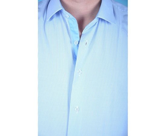 Рубашка мужская приталенная VELS 5518/11 к/р, Размер: S, Цвет: белая в голуб. полоску, фото 4 | Интернет-магазин Vels