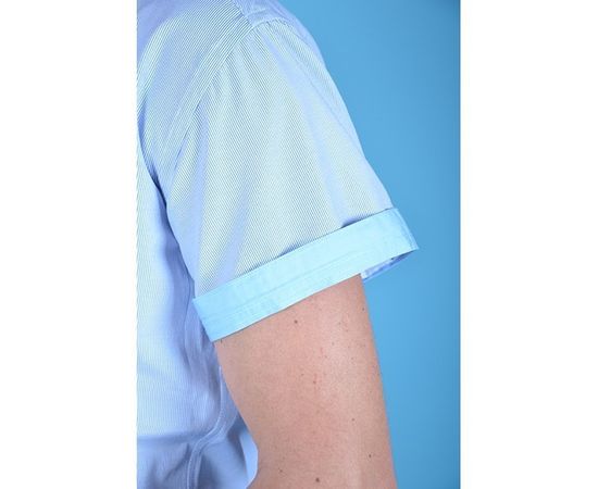 Рубашка мужская приталенная VELS 5969/3 к/р, Размер: S, Цвет: белая в син. мелк.пол., фото 2 | Интернет-магазин Vels