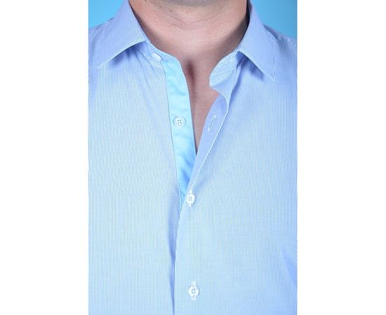 Рубашка мужская приталенная VELS 5969/3 к/р, Размер: S, Цвет: белая в син. мелк.пол., фото 4 | Интернет-магазин Vels