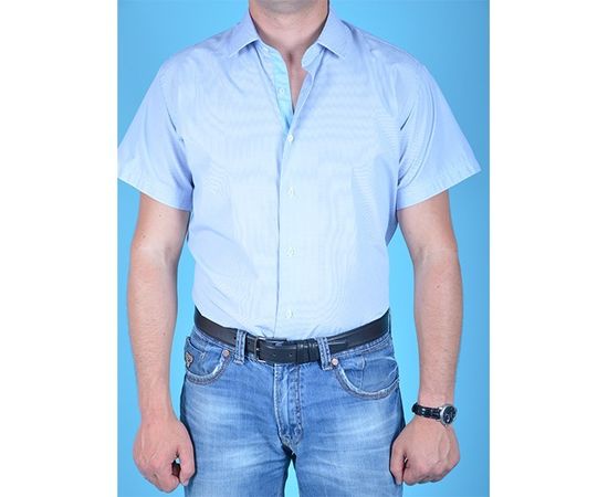 Рубашка мужская приталенная VELS 5969/3 к/р, Размер: S, Цвет: белая в син. мелк.пол., фото 5 | Интернет-магазин Vels