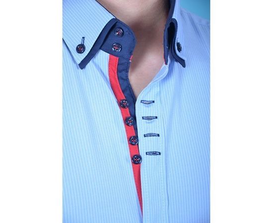 Рубашка мужская приталенная VELS 6170-2 дв.в. к/р, Размер: S, Цвет: светло-голубой полоса, фото 2 | Интернет-магазин Vels
