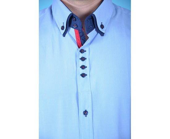 Рубашка мужская приталенная VELS 6170-2 дв.в. к/р, Размер: S, Цвет: светло-голубой полоса, фото 3 | Интернет-магазин Vels