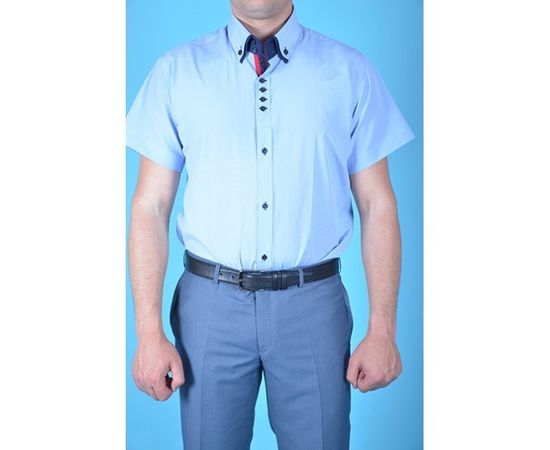 Рубашка мужская приталенная VELS 6170-2 дв.в. к/р, Размер: S, Цвет: светло-голубой полоса, фото 4 | Интернет-магазин Vels