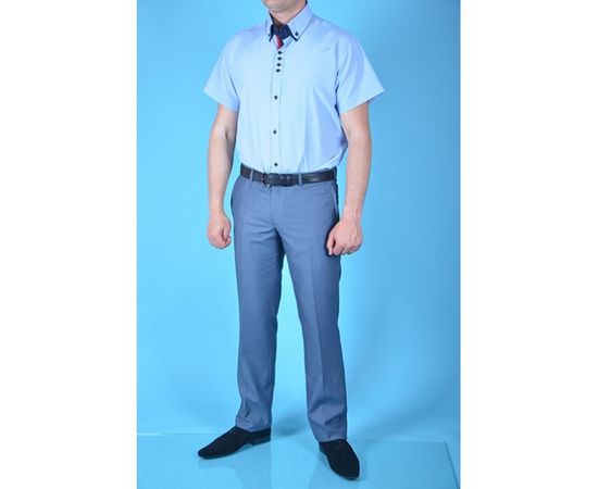 Рубашка мужская приталенная VELS 6170-2 дв.в. к/р, Размер: S, Цвет: светло-голубой полоса, фото 5 | Интернет-магазин Vels