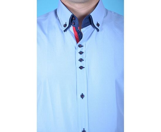 Рубашка мужская приталенная VELS 6333/1-2 дв.в. к/р, Размер: S, Цвет: голубая в мелк.клетку, фото 3 | Интернет-магазин Vels