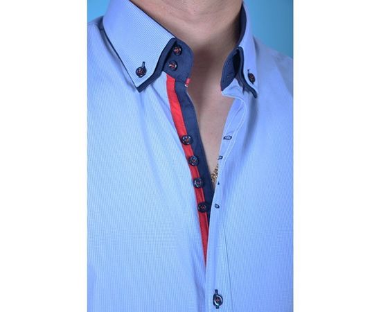 Рубашка мужская приталенная VELS 6333/1-2 дв.в. к/р, Размер: S, Цвет: голубая в мелк.клетку, фото 4 | Интернет-магазин Vels