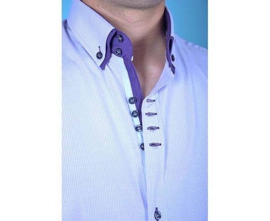 Рубашка мужская приталенная VELS 6333/1-3 дв.в. к/р, Размер: S, Цвет: сиреневая мелк.клет., фото 2 | Интернет-магазин Vels