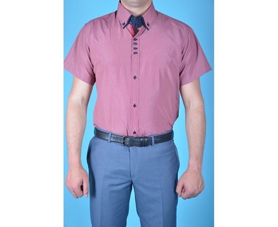 Рубашка мужская приталенная VELS 6333/1-5 дв.в. к/р, Размер: S, Цвет: бордо в мелк.клетку, фото 2 | Интернет-магазин Vels