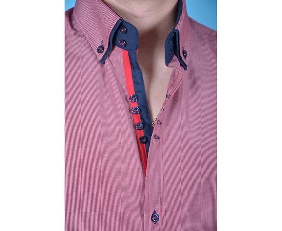 Рубашка мужская приталенная VELS 6333/1-5 дв.в. к/р, Размер: S, Цвет: бордо в мелк.клетку, фото 5 | Интернет-магазин Vels