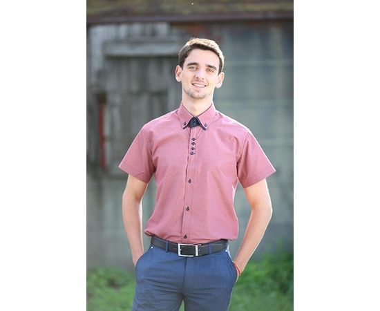 Рубашка мужская приталенная VELS 6333/1-5 дв.в. к/р, Размер: S, Цвет: бордо в мелк.клетку, фото 6 | Интернет-магазин Vels