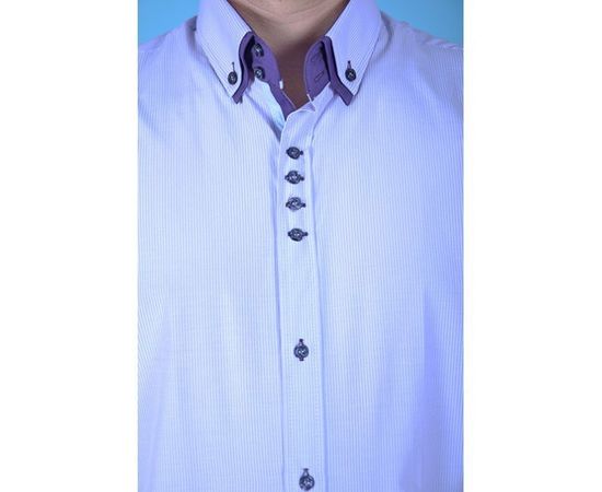 Рубашка мужская приталенная VELS 6345-4 дв.в. к/р, Размер: S, Цвет: сиреневая мелк.полоса, фото 2 | Интернет-магазин Vels