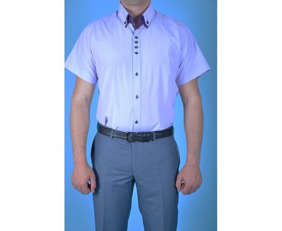Рубашка мужская приталенная VELS 6345-4 дв.в. к/р, Размер: S, Цвет: сиреневая мелк.полоса, фото 4 | Интернет-магазин Vels