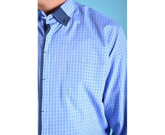 Рубашка VELS 6393/1 отд., пр., Размер: S, Цвет: голубая в клет.с т.син. отд., фото 2 | Интернет-магазин Vels