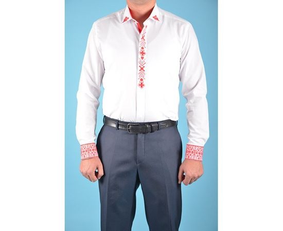 Рубашка VELS 1 вышиванка пр., Размер: S, Цвет: белая с красн. вышив., фото 2 | Интернет-магазин Vels