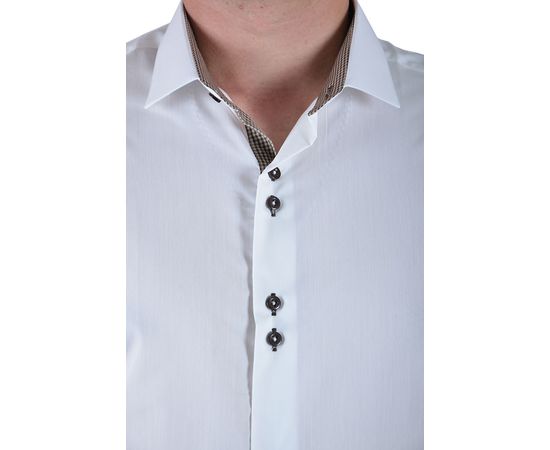 Сорочка VELS 215 приталена з вставками *к/р, Розмір: S, Колір: айвори с корич. клет., фото 4 | Інтернет-магазин Vels