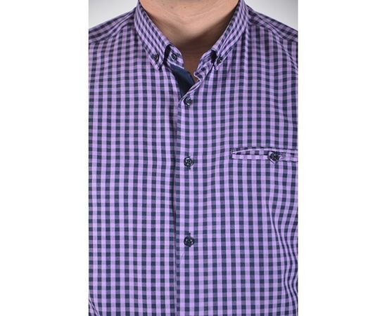 Рубашка VELS 1362/16 пр.с отв., Размер: M, Цвет: фиолет клетка, фото 5 | Интернет-магазин Vels