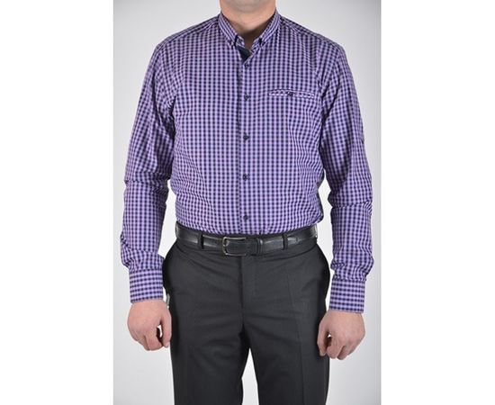 Рубашка VELS 1362/16 пр.с отв., Размер: M, Цвет: фиолет клетка, фото 7 | Интернет-магазин Vels
