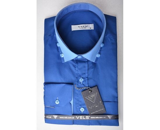 Сорочка VELS 195 з блакитною вставкою приталена, Розмір: S, Колір: синяя с голуб. | Інтернет-магазин Vels