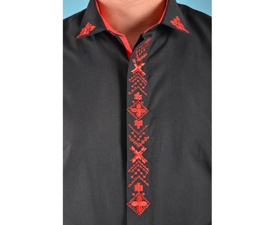 Рубашка VELS 21 вышиванка пр., Размер: L, Цвет: чёрная с красн. вышив. | Интернет-магазин Vels