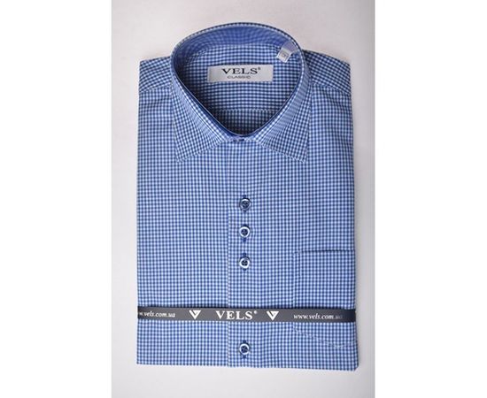 Рубашка детская на мальчика VELS 3635/2 отд. к/р, Размер: 3, Цвет: синяя+белая клет. | Интернет-магазин Vels