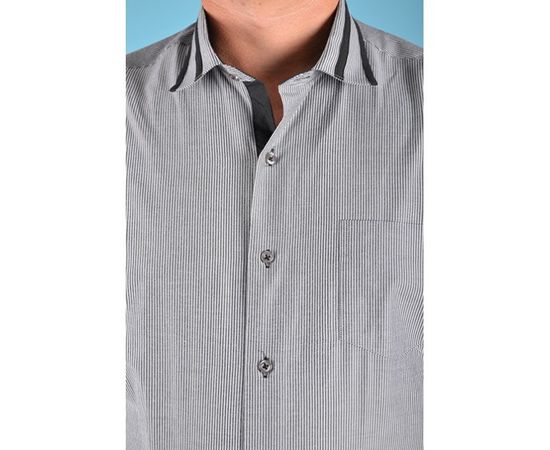 Сорочка VELS 6345/10 приталена з вставкою в/р, Розмір: 3XL, Колір: чёрная пол. с чёрн. отд., фото 3 | Інтернет-магазин Vels