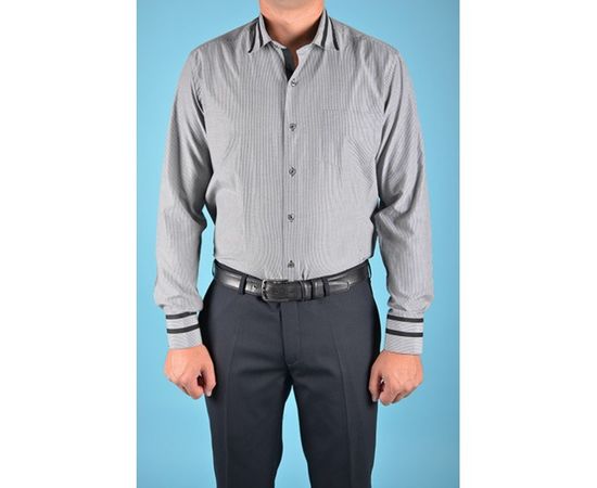 Сорочка VELS 6345/10 приталена з вставкою в/р, Розмір: 3XL, Колір: чёрная пол. с чёрн. отд., фото 4 | Інтернет-магазин Vels