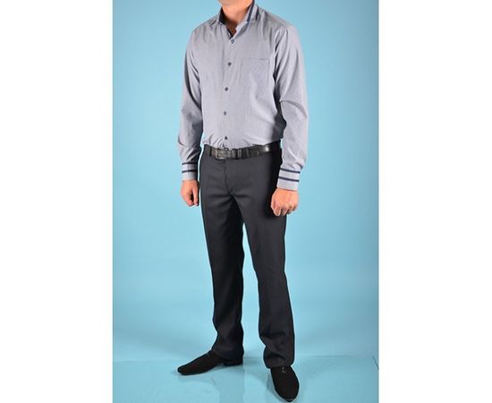 Рубашка VELS 6345/9 отд., пр., Размер: S, Цвет: синяя пол. с т.син. отд., фото 4 | Интернет-магазин Vels