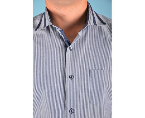 Рубашка VELS 6345/9 отд., пр., Размер: S, Цвет: синяя пол. с т.син. отд., фото 5 | Интернет-магазин Vels