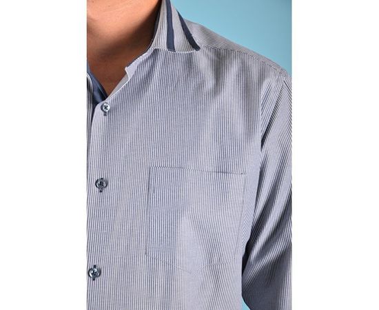 Рубашка VELS 6345/9 отд., пр., Размер: S, Цвет: синяя пол. с т.син. отд., фото 6 | Интернет-магазин Vels