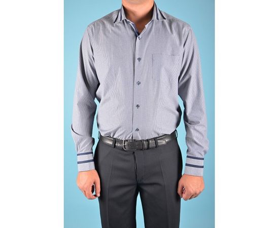 Рубашка VELS 6345/9 отд., пр., Размер: S, Цвет: синяя пол. с т.син. отд., фото 7 | Интернет-магазин Vels