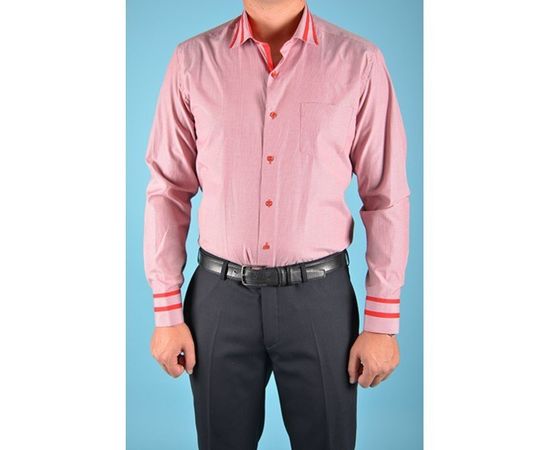 Сорочка VELS 6346/6 приталена з вставкою в/р, Розмір: 3XL, Колір: бордовая пол. с красн. отд., фото 3 | Інтернет-магазин Vels