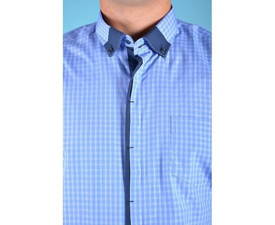 Рубашка VELS 6393/1 отд., пр., Размер: S, Цвет: голубая в клет.с т.син. отд., фото 6 | Интернет-магазин Vels