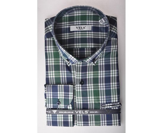 Рубашка VELS 9608/1 пр.с отв., Размер: XL, Цвет: зелёная клетка | Интернет-магазин Vels