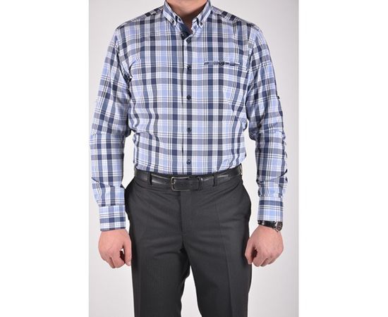 Рубашка VELS 9608/5 пр.с отв., Размер: M, Цвет: синяя клетка, фото 2 | Интернет-магазин Vels