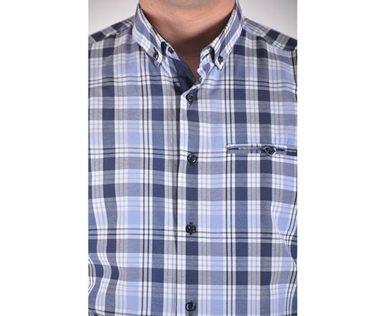 Рубашка VELS 9608/5 пр.с отв., Размер: M, Цвет: синяя клетка, фото 4 | Интернет-магазин Vels