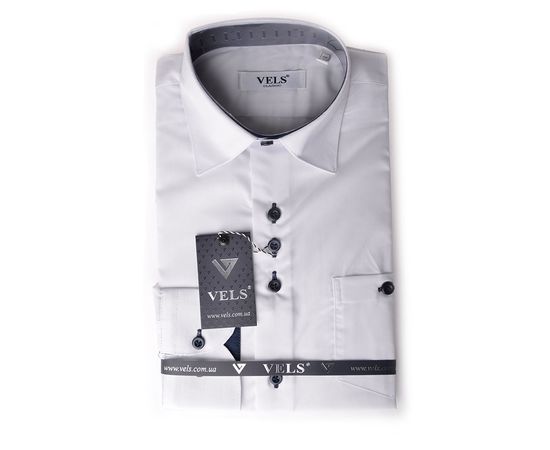 Рубашка VELS 1 отд. дет. с отв., Размер: 5, Цвет: белый с тём.син. отд. | Интернет-магазин Vels